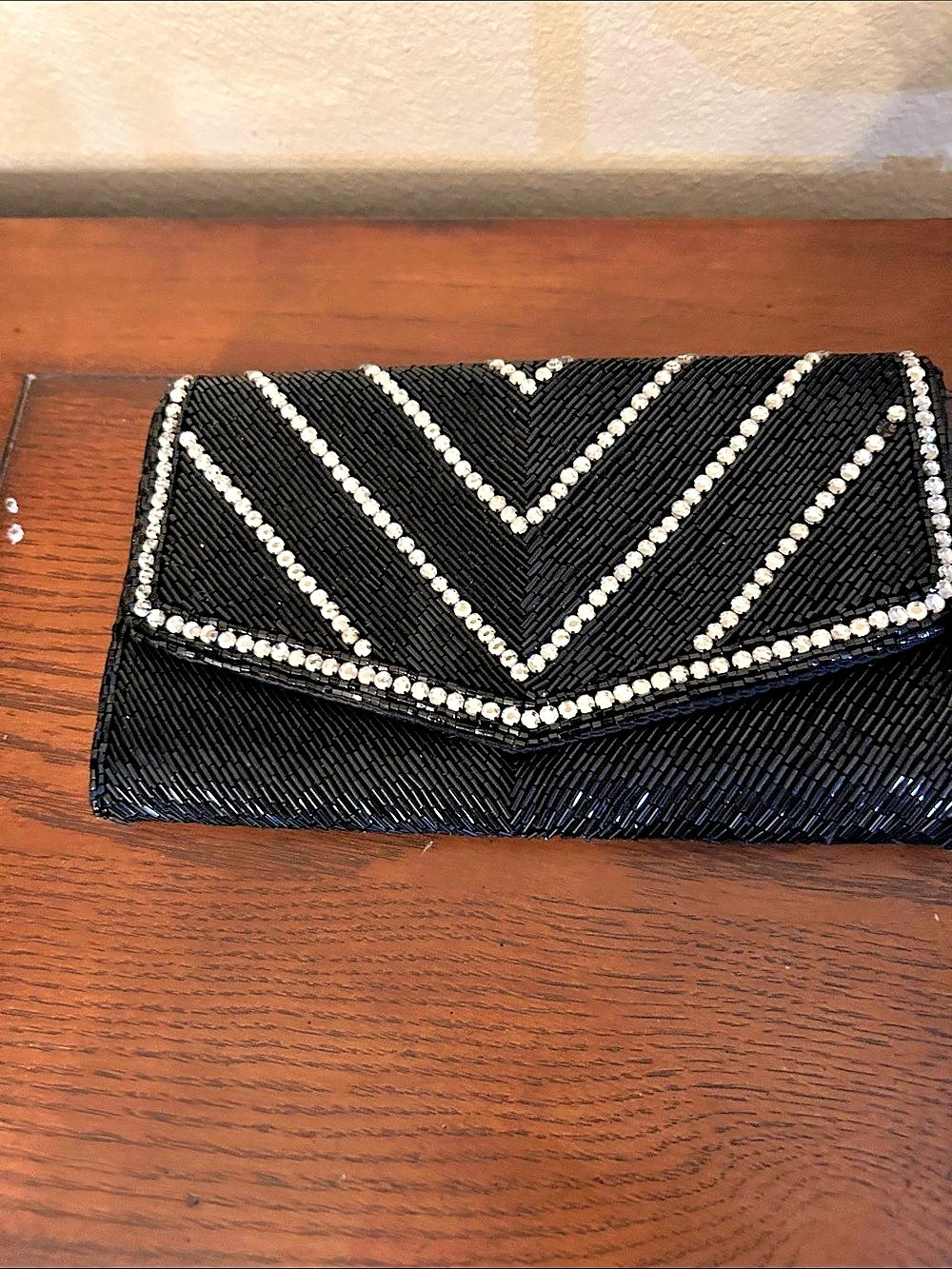 Black & White Beaded Clutch